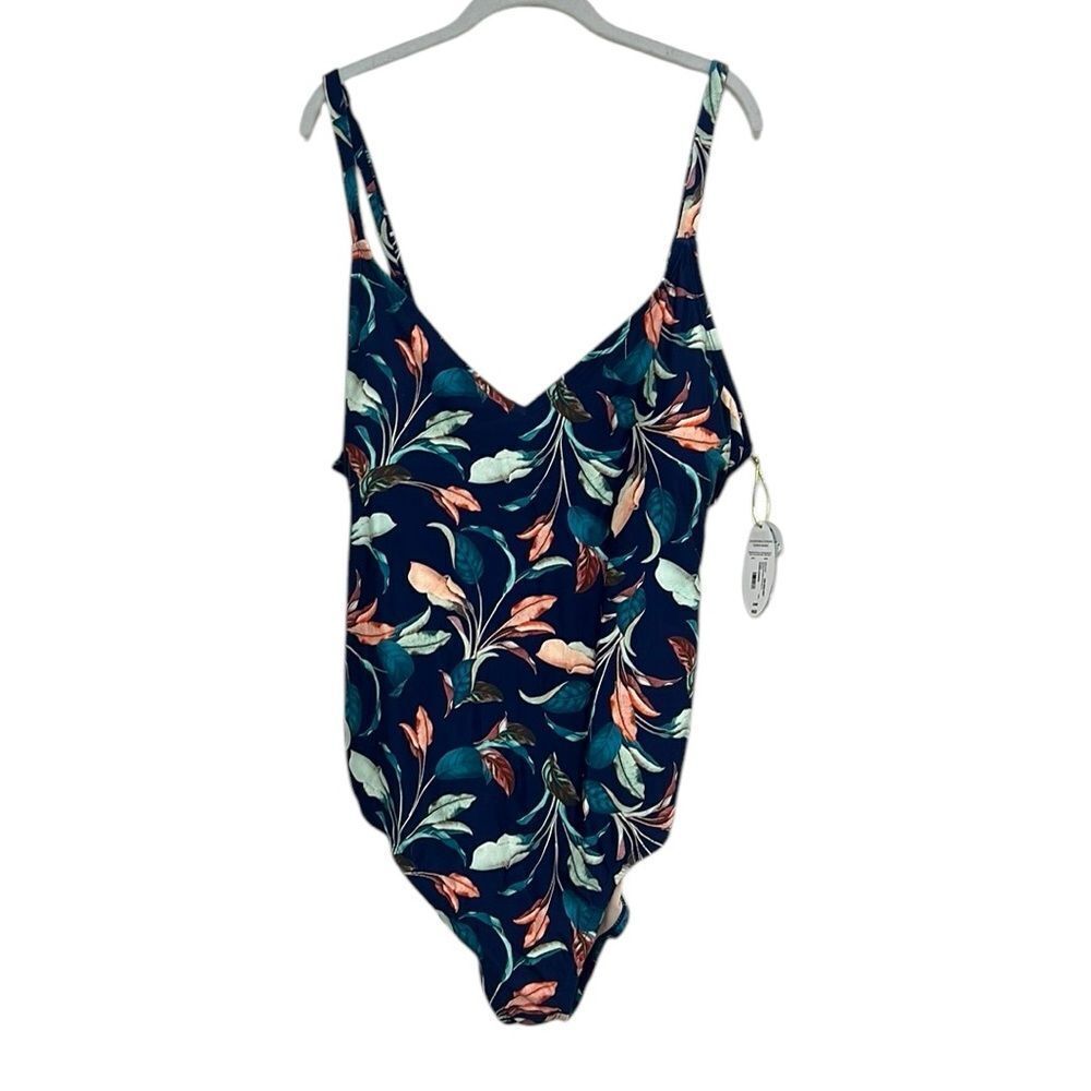 One Piece Swimsuit Women’s Size 24W Mynah Leaves Tummy Control Medium Coverage